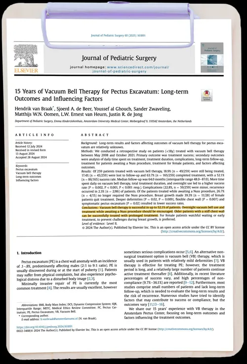 15 Years of Vacuum Bell Therapy for Pectus Excavatum: Long-term Outcomes and Influencing Factors