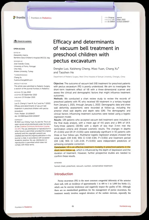 Efficacy and determinants of vacuum bell treatment in preschool children with pectus excavatum