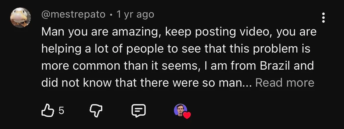 YouTube comment: didn't know pectus was this common until finding the channel