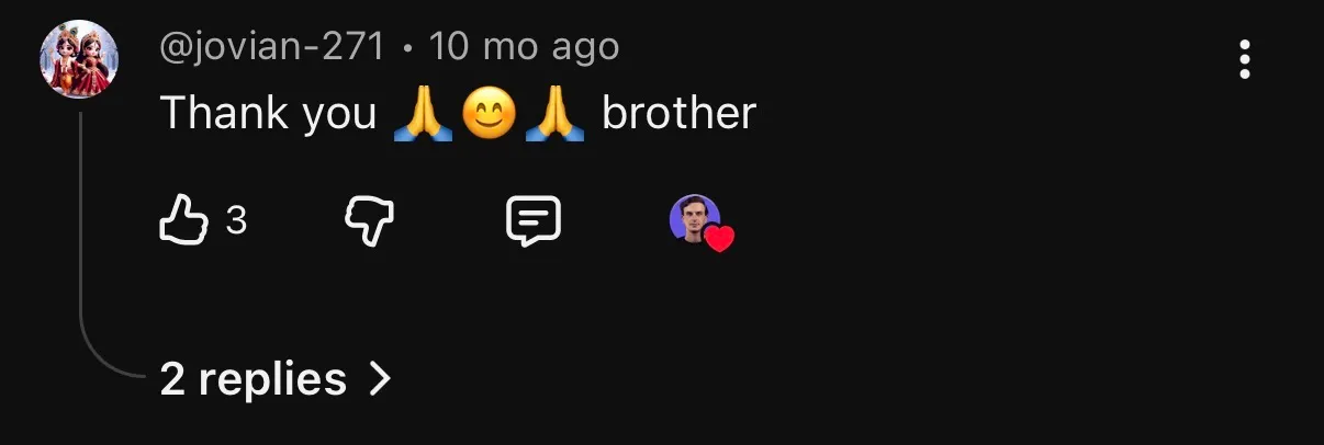 YouTube comment: thank you brother