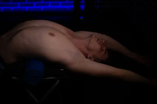Middle back on stool pectus breathing
