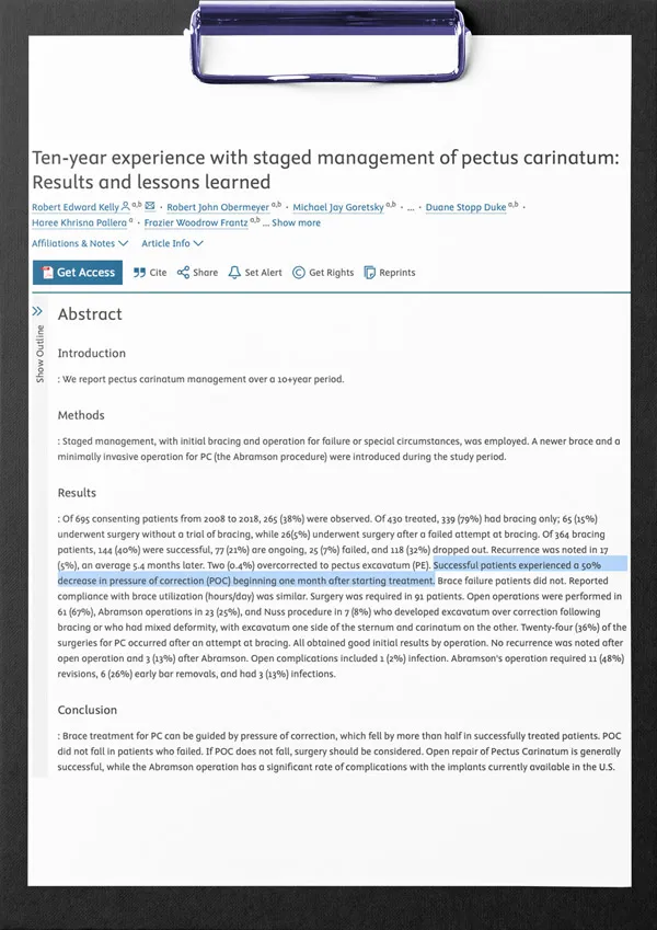First page of the study: Ten-year experience with staged management of pectus carinatum: Results and lessons learned