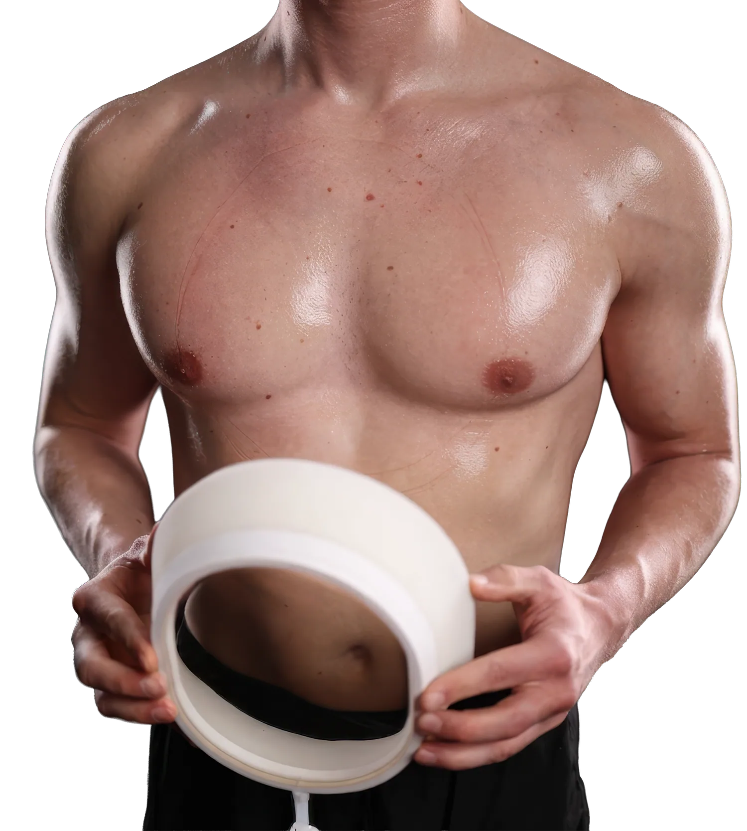 The chest between sessions, holding its shape, with the bell in hand