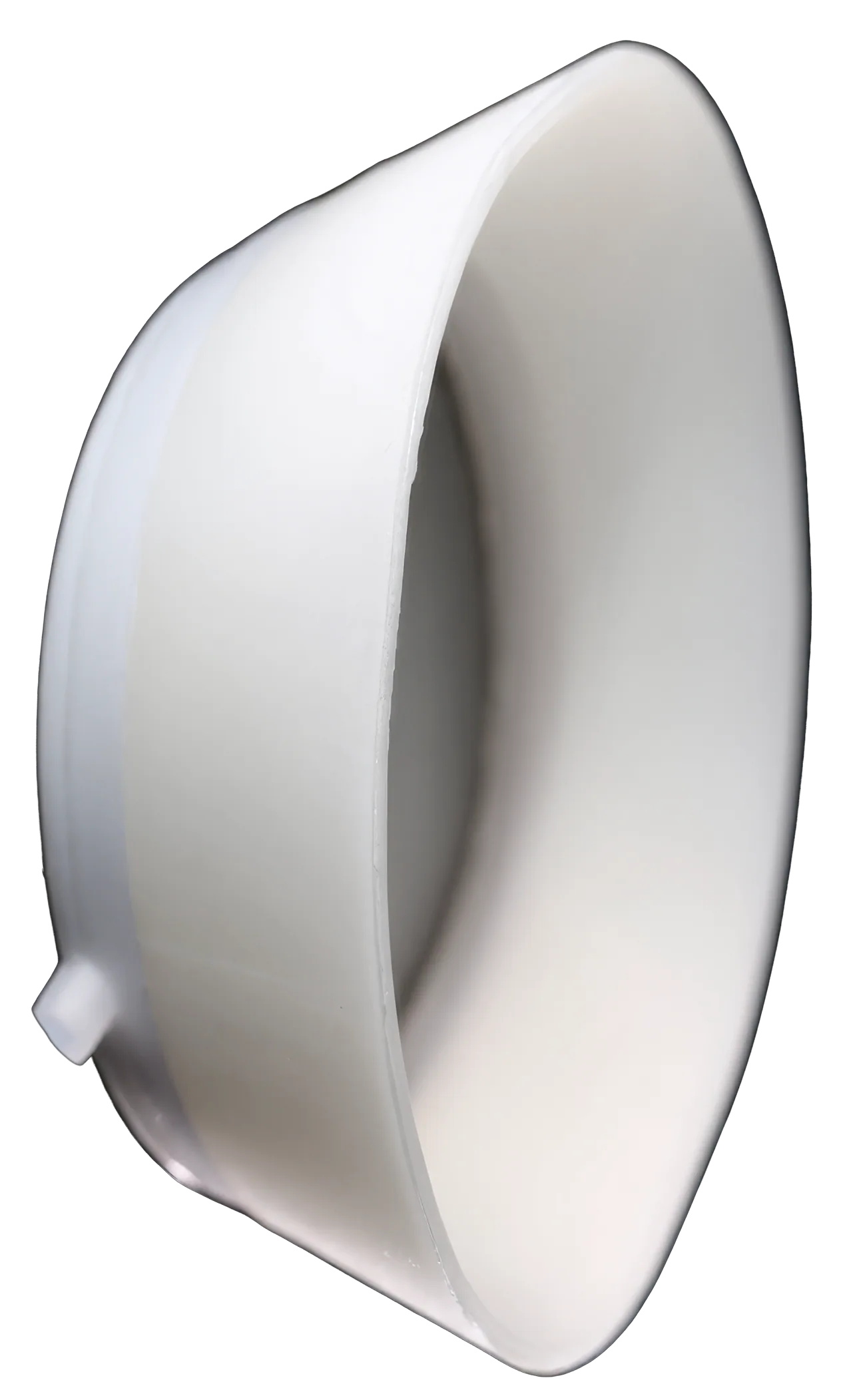 The medical-grade silicone rim in profile, the surface that makes the seal