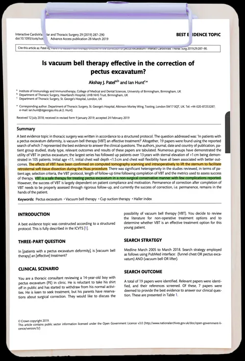 Is vacuum bell therapy effective in the correction of pectus excavatum?