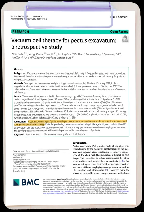 Vacuum bell therapy for pectus excavatum: a retrospective study
